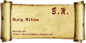 Burg Miksa névjegykártya
